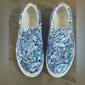 Lilly Pulitzer Blue and Green Patterned Women's Sneakers